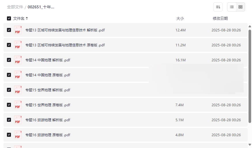 十年高考地理真题分项解析(专题13-17)网盘资源下载-云盘资源分享