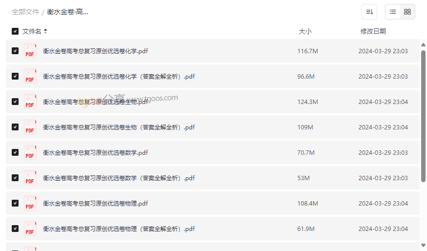 《衡水金卷·高考总复习原创优选卷》全套六科试卷+答案解析免费下载-云盘资源分享