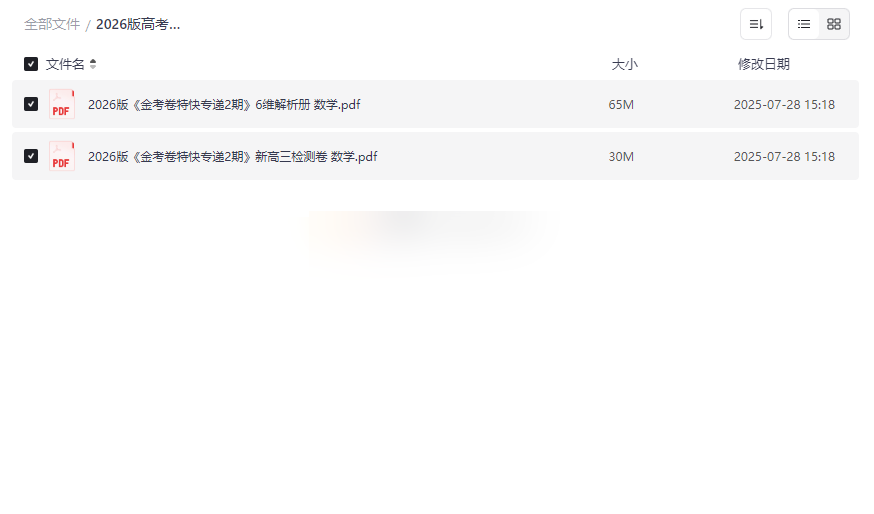 2026版高考《金考卷特快专递》新高三数学检测卷(2期)免费网盘资源下载-云盘资源分享