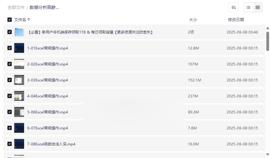 《数据分析高薪就业班035期》Excel进阶+数据透视表实战网盘资源下载-云盘资源分享