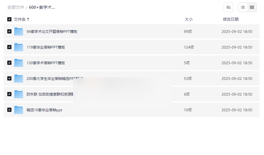 《600+套学术论文毕业答辩PPT模板》免费网盘资源下载-云盘资源分享