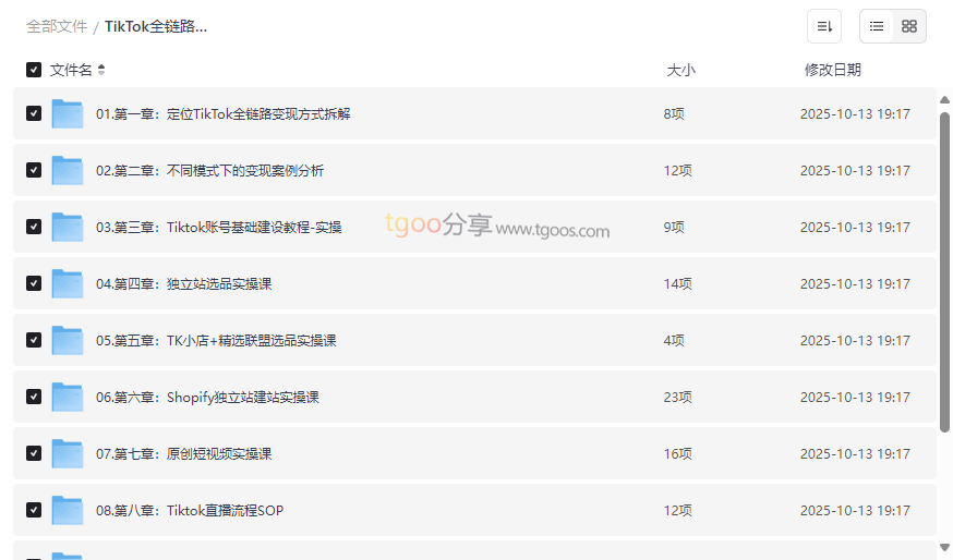《TikTok全链路变现实操课程》免费网盘资源下载-云盘资源分享