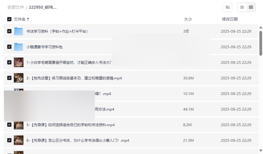 《熊伟零基础书法入门课》高清视频+配套资料包免费下载-云盘资源分享