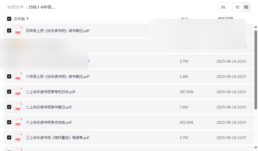 25秋1-6年级语文上册《快乐读书吧读书笔记》完整资源包免费下载-云盘资源分享