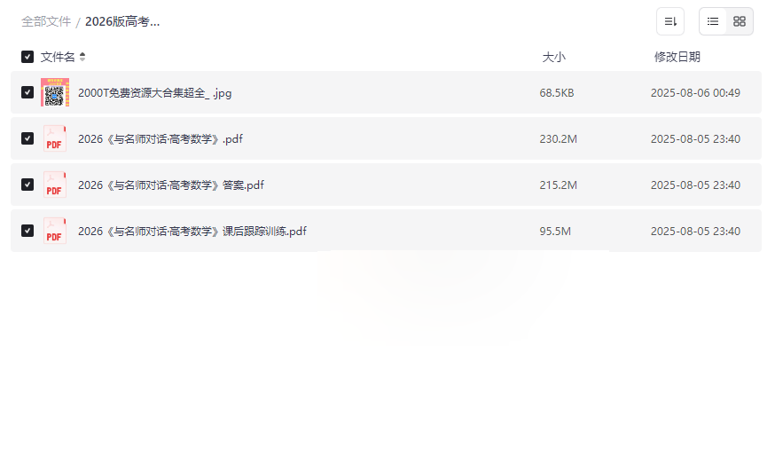 2026版《与名师对话》高考数学全套资源下载名师解析+跟踪训练+免费网盘-云盘资源分享