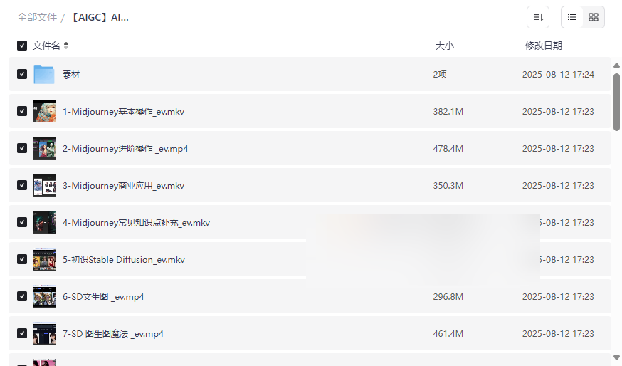 《AIGC AI绘画与设计实战班》Midjourney+Stable Diffusion+ChatGPT全套资源下载-云盘资源分享