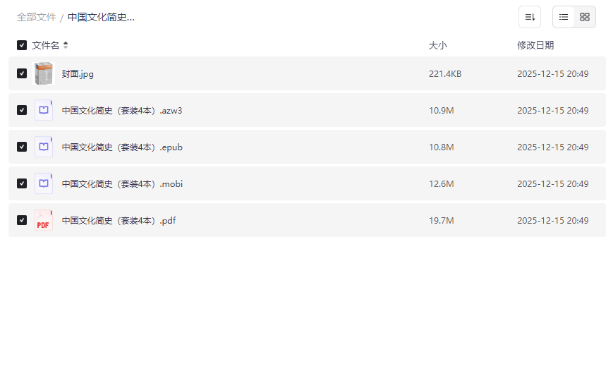 《中国文化简史》4本套装电子书全集下载多格式高清版网盘资源-云盘资源分享