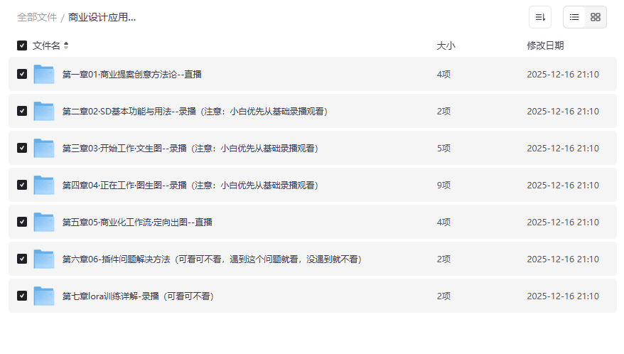 《商业设计应用班01期AIGC课程》免费网盘资源下载-云盘资源分享