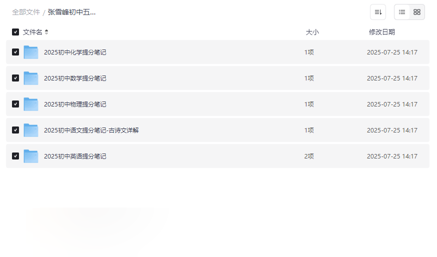 《张雪峰初中五科提分笔记》免费网盘资源下载中考必备高效学习资料-云盘资源分享