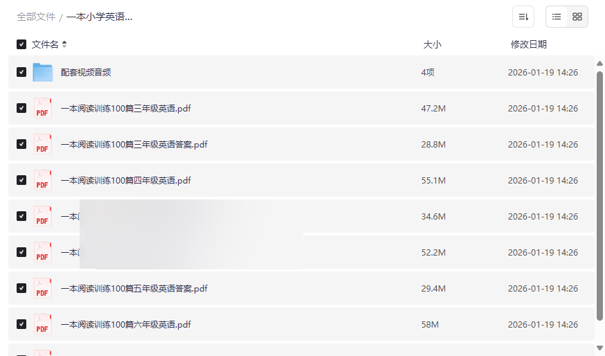 《一本小学英语阅读训练100篇》PDF+视频+音频全套网盘资源下载-云盘资源分享
