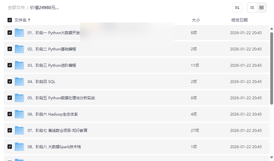 黑马Python+大数据年度钻石会员课程【14阶段完整版】免费网盘资源下载-云盘资源分享