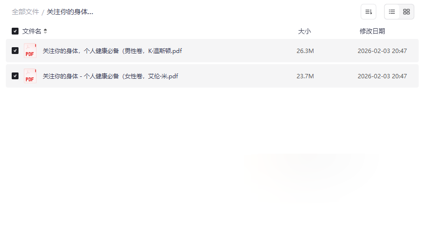 《关注你的身体》个人健康必备指南(男性卷+女性卷)免费网盘下载-云盘资源分享