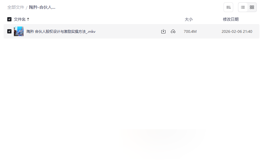 《陶矜-合伙人股权设计与激励实操方法》视频课程:创业公司股权架构与核心人才激励指南-云盘资源分享