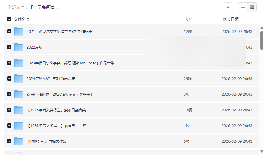 《诺贝尔文学奖作品全集(1901-2024)》高清电子书合集网盘下载-云盘资源分享