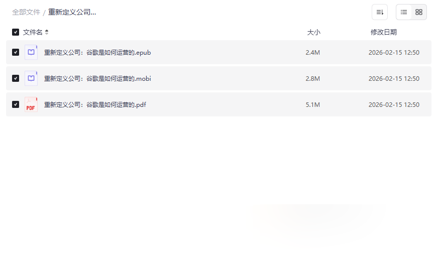 《重新定义公司:谷歌是如何运营的》EPUB/MOBI/PDF多格式电子书网盘下载-云盘资源分享